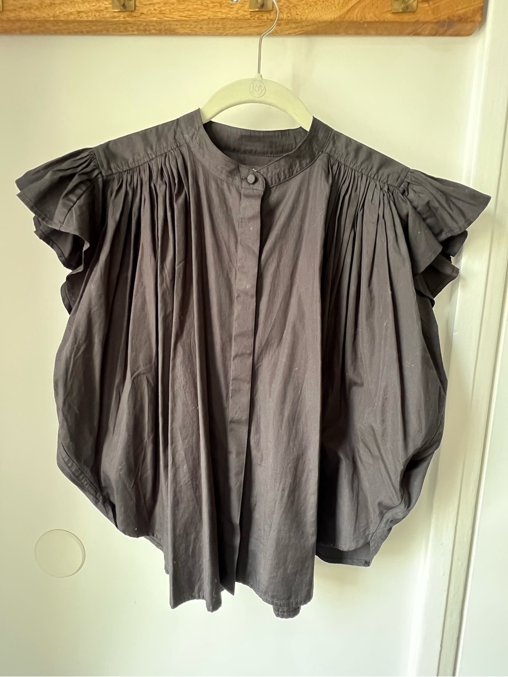 MADEWELL Black Cropped Pleated Button Down Blouse NWT Medium